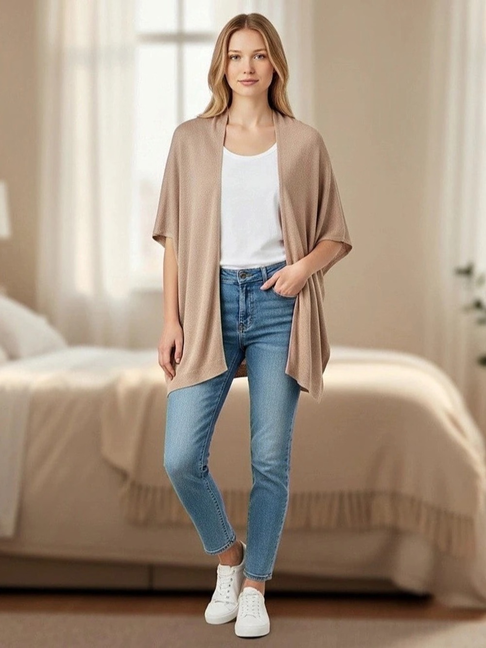 Savvi Sweater Kimono Open-Front Knit Kimono in Brown one Size NWT